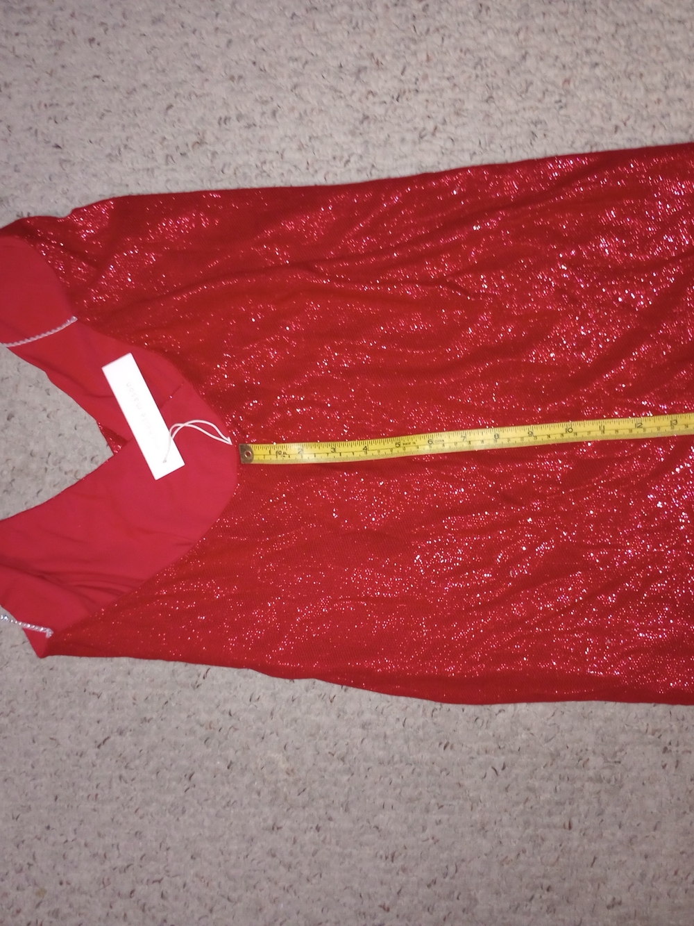 Red Sparkle Halter Mini Dress with V-Neck - Picture 5 of 8